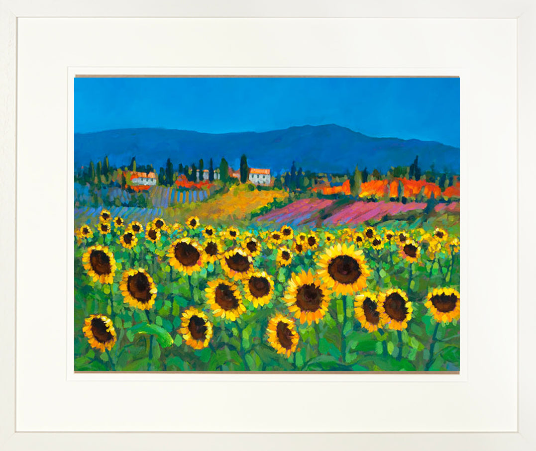 SUNFLOWERS IN TUSCANY painting - FRAMED print