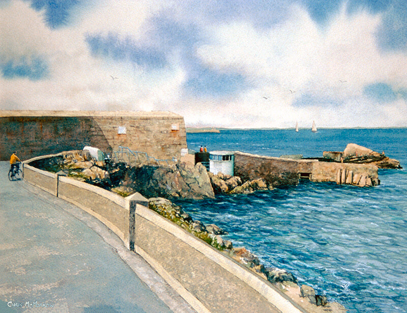 Painting of the famous Forty Foot swimming spot, Sandycove