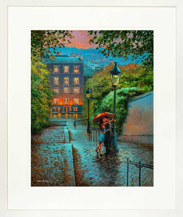 Paris print, buy Montmartre rain painting, Framed print