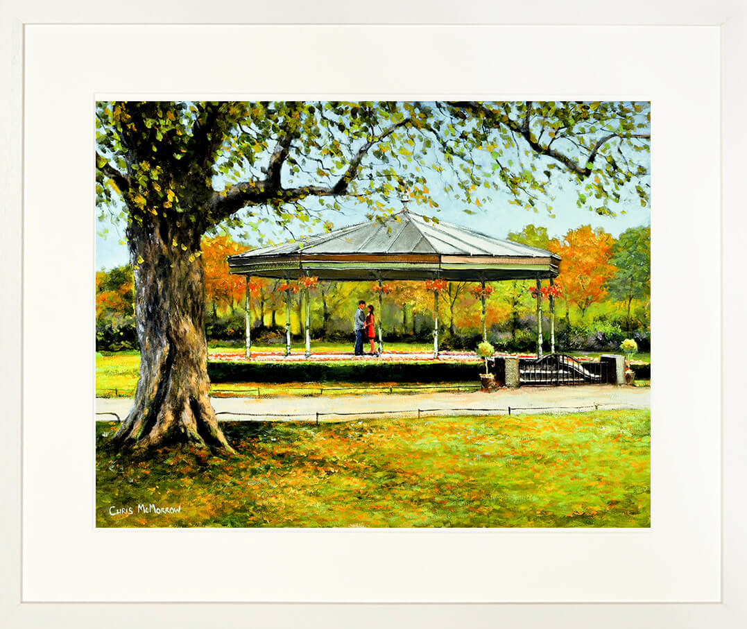 A framed print of the bandstand in the centre of Stephen&#39;s Green park