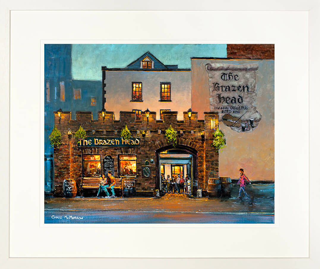 A framed limited edition print of a painting of Ireland&#39;s oldest pub, The Brazen Head