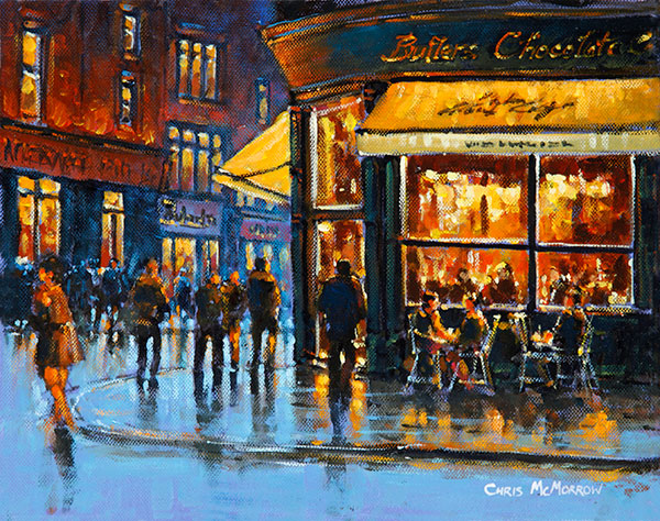 A painting of Butlers Cafe on South William Street, Dublin