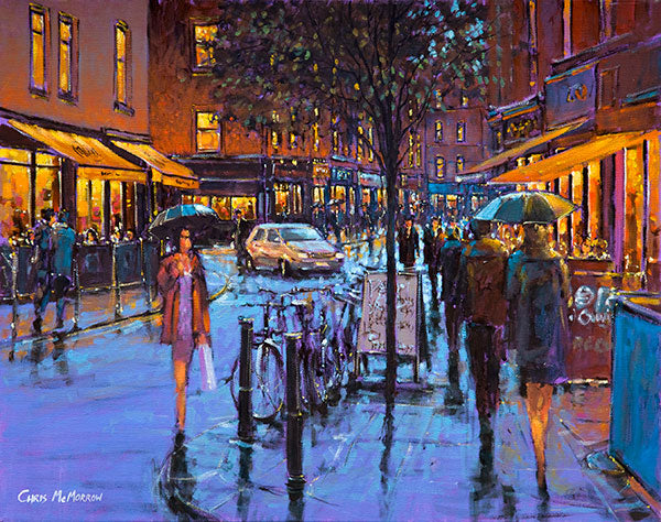 A painting of the fading evening light in Dublin City