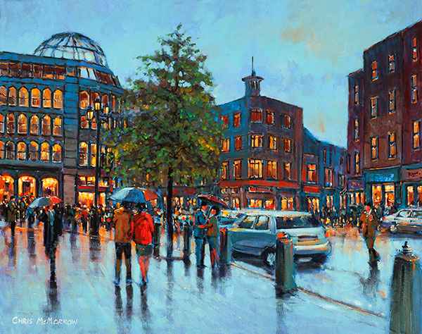 A painting of the area around Stephens Green