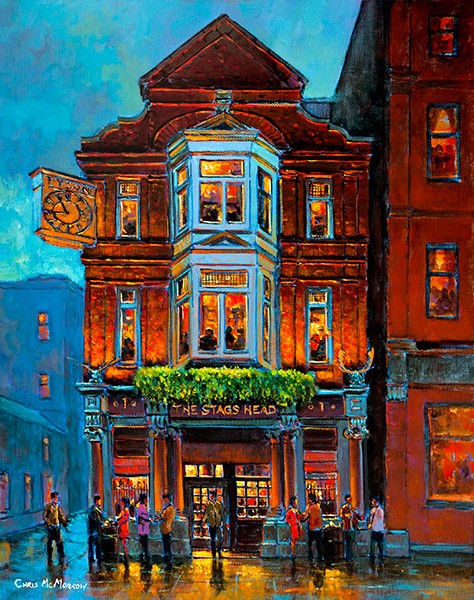 A painting of the Stag's Head Bar, Dublin