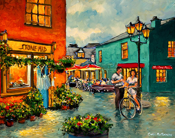 Painting of a chance meeting of a couple at the Milk Market, Kinsale, Co Cork