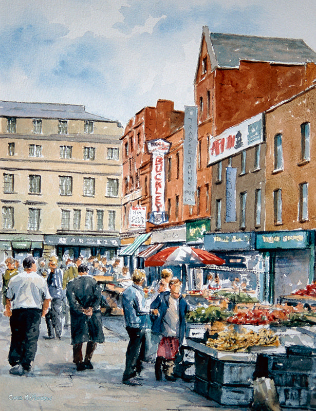 Painting of Moore Street open market, Dublin