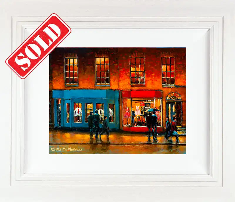 Original acrylic painting of shops on Dawson Street, Dublin City centre