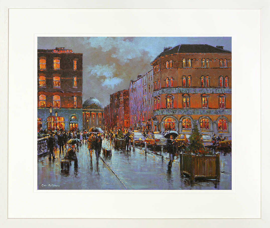 Framed limited edition print of a painting of GRattan Bridge, Dublin