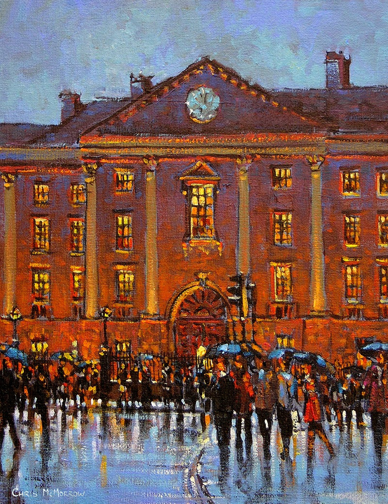 Trinity Rain, Dublin print by Chris McMorrow