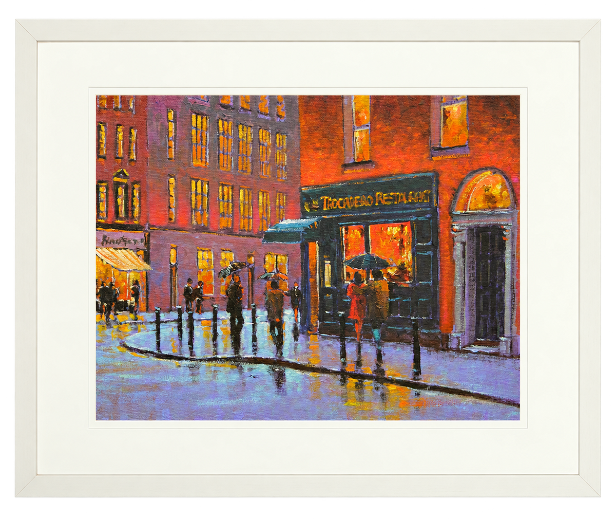 Framed print of Rainy Evening at the Trocadero, Dublin by Chris McMorrow