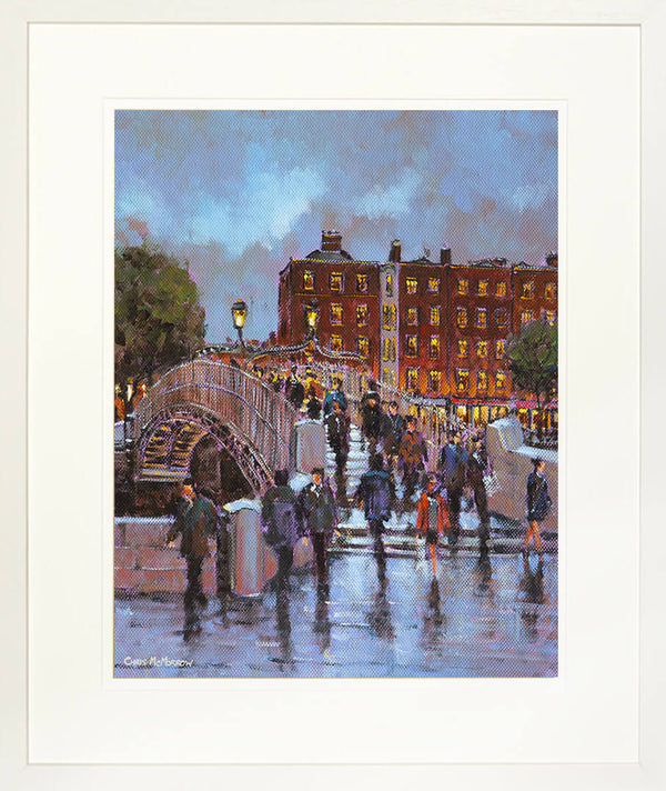 Print | Painting of the Halfpenny Bridge over the Liffey, Dublin ...