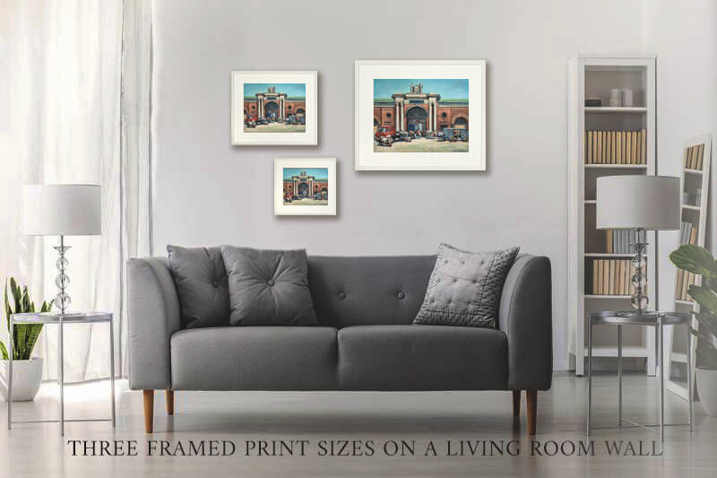 Photo of three framed prints on a wall