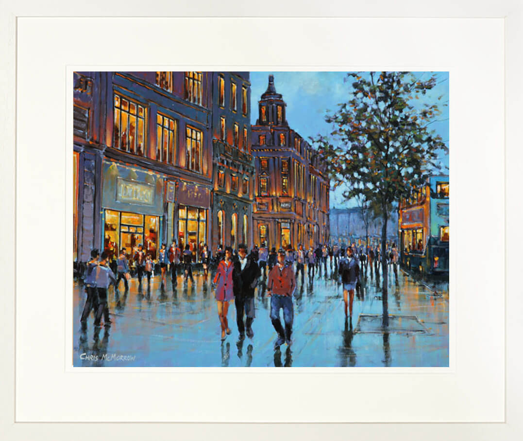 Painting of O&#39;CONNELL STREET PEOPLE - FRAMED print