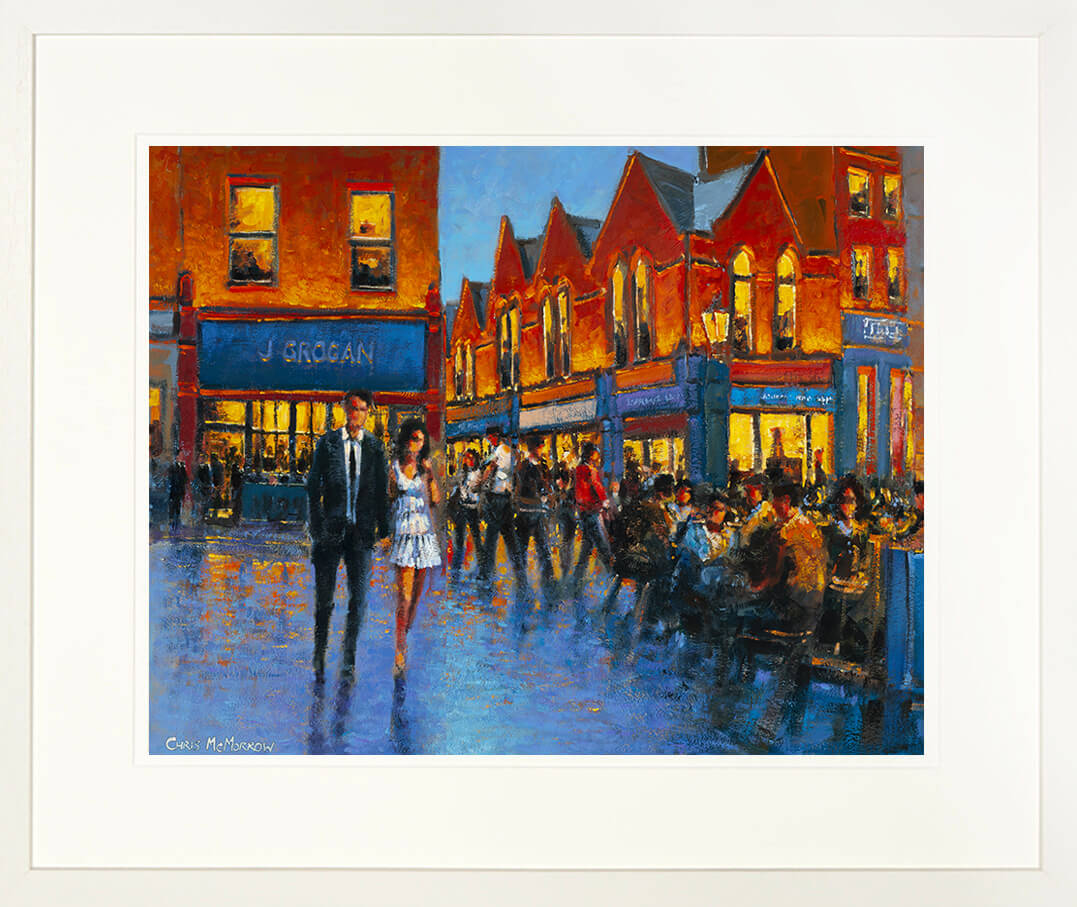 Print of a painting of a young couple out for the night in Dublin city centre