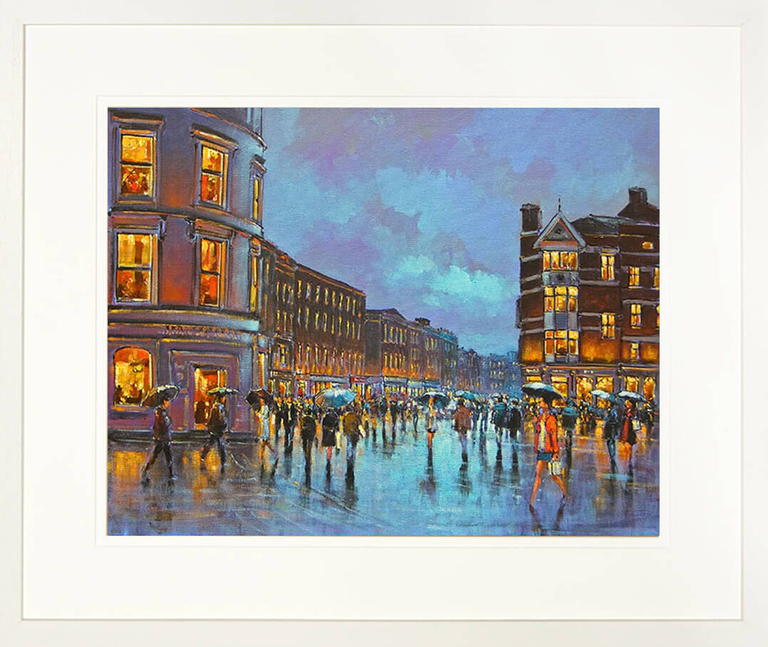 Painting titled SHOPPERS, CORK - FRAMED print