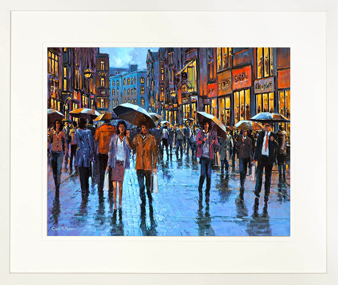 painting of GRAFTON STREET PEOPLE - FRAMED print