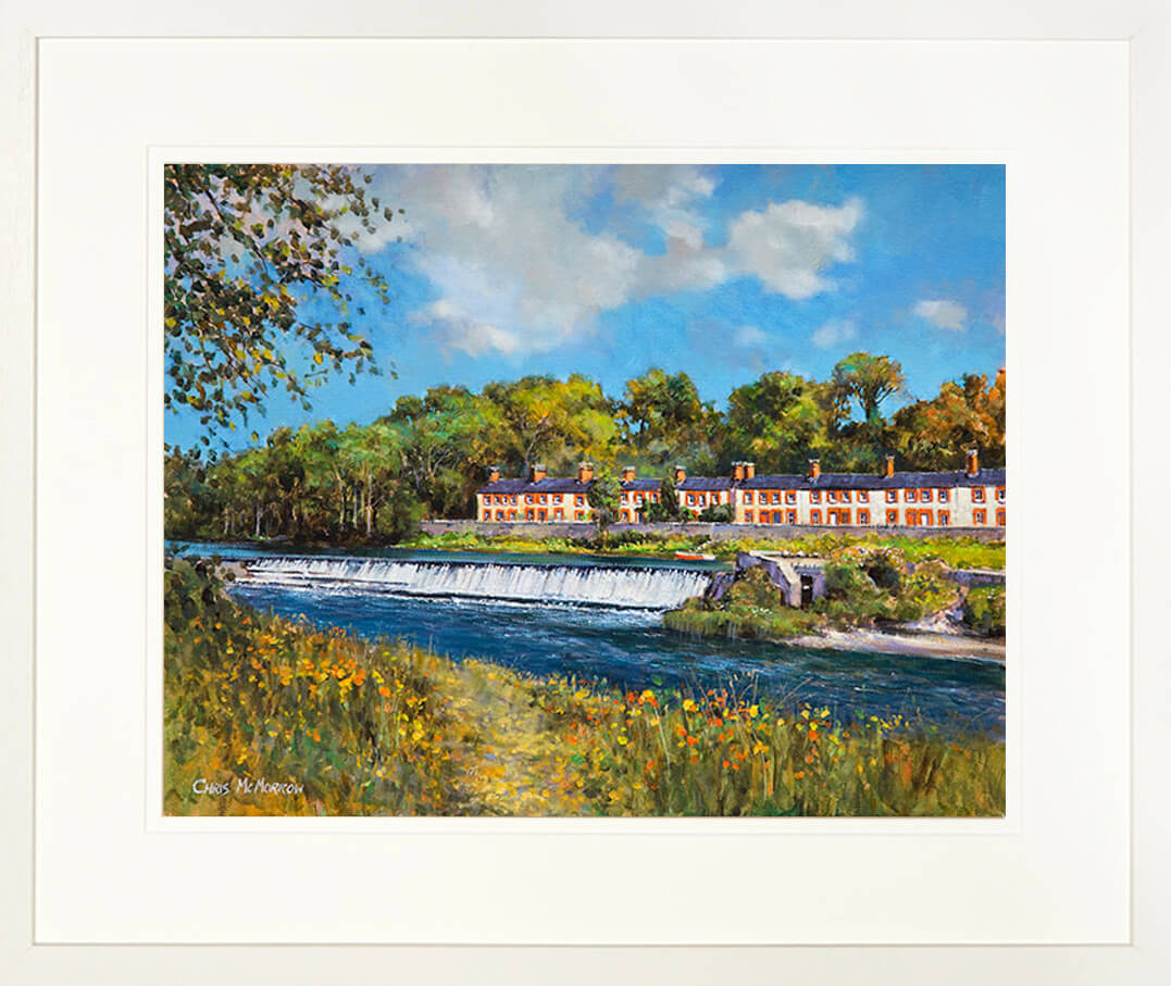 COTTAGES BY THE WEIR painting - FRAMED print