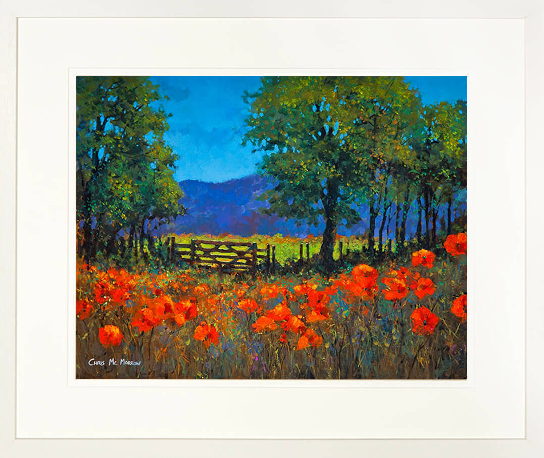 PAinting of a RED MEADOW - FRAMED print