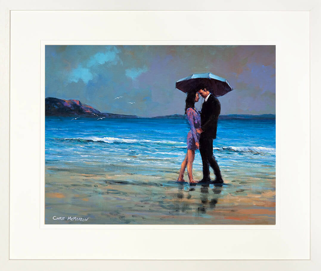 LOVERS ON THE STRAND painting - FRAMED print