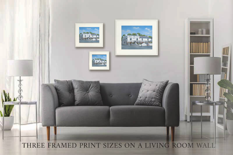 three sizes of framed harbour bar bray prints