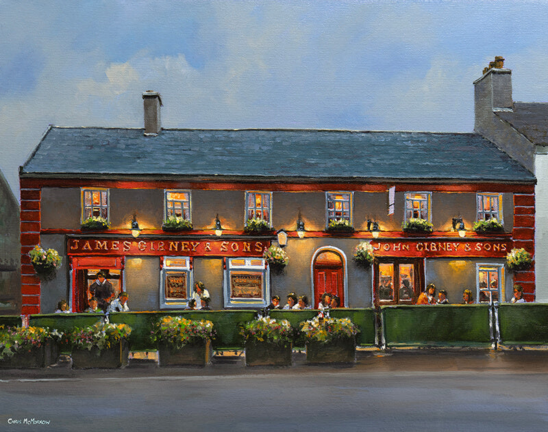Painting of Gibneys Pub in the village of Malahide,Dublin