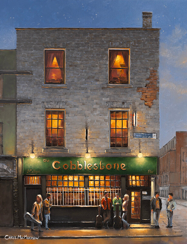 Print of an oil painting of the Cobblestone Pub, Dublin