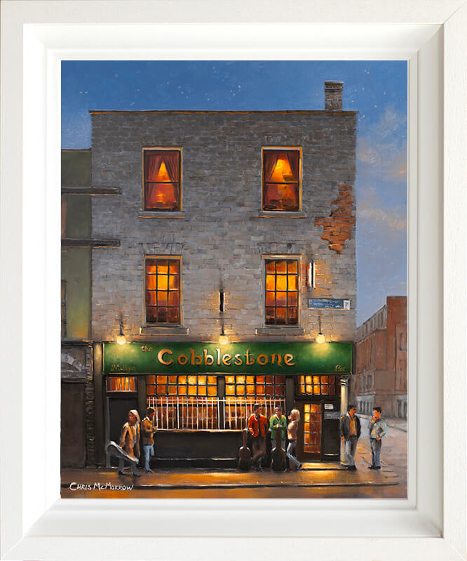 Original oil painting of Cobblestone Pub on stretched canvas 18x14"