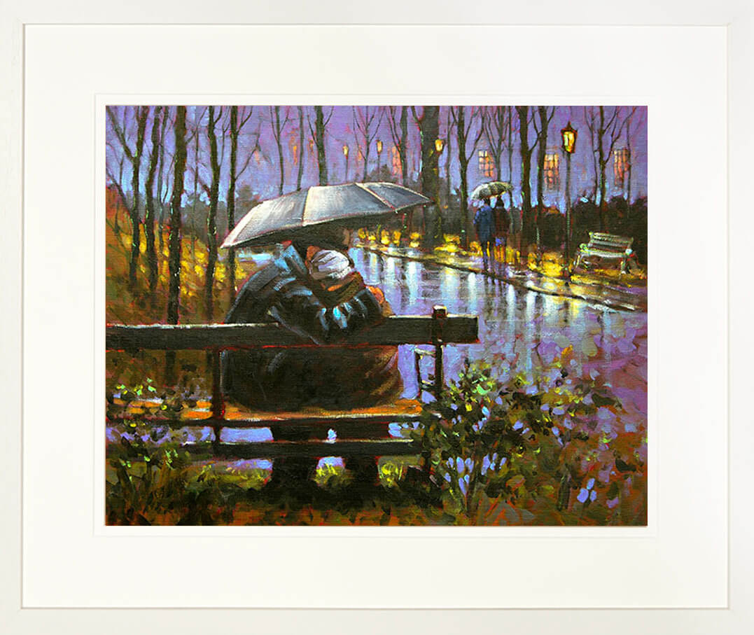 Painting titled PARK LOVERS - FRAMED print