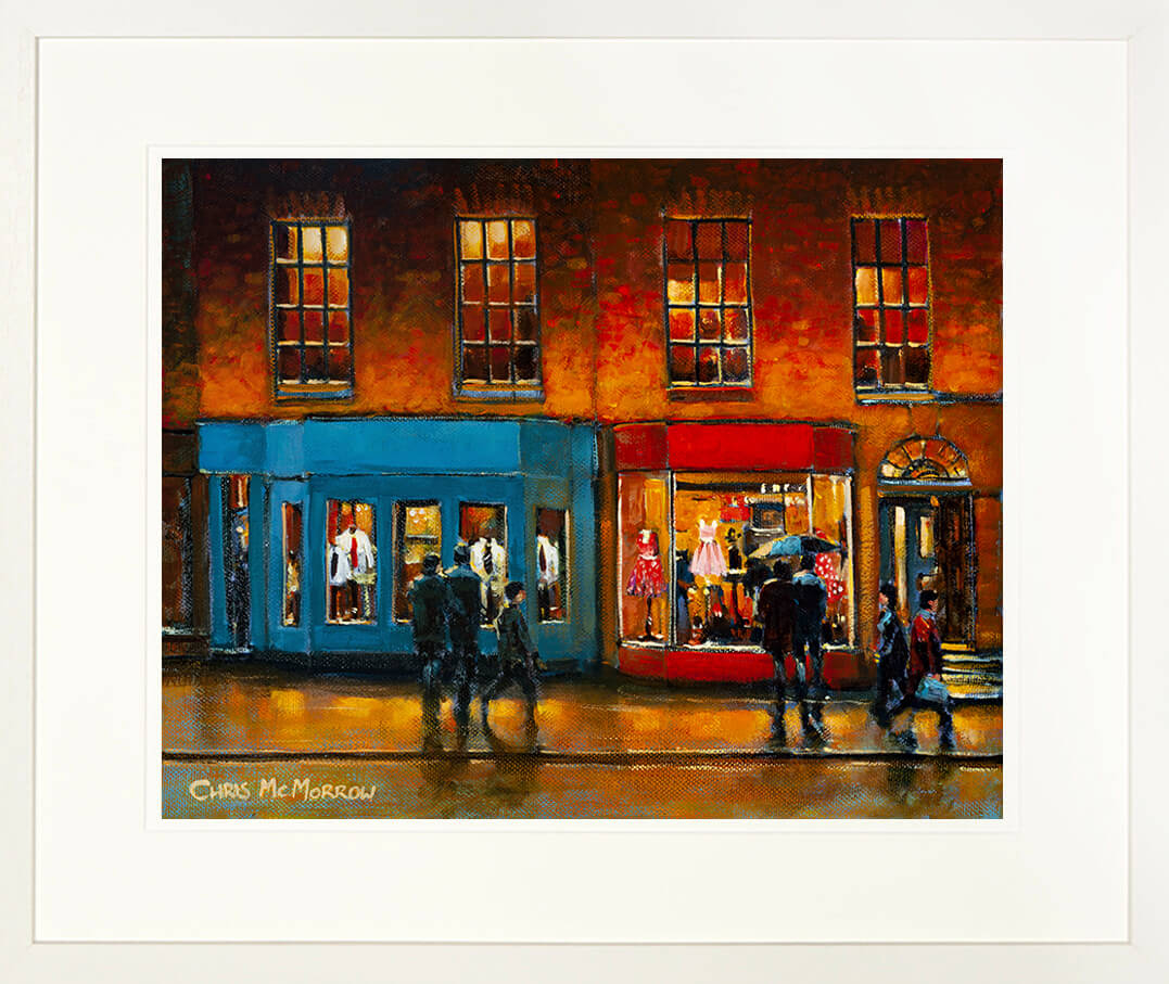 Framed print of couples shopping in Dawson Street in Dublin&#39;s city centre
