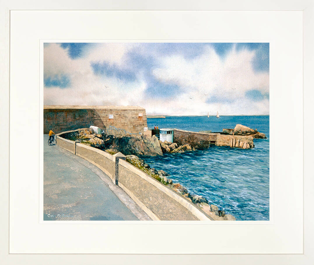 Framed print of a painting of the Forty Foot, Dublin