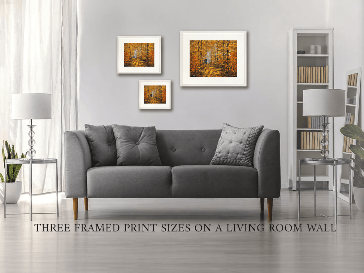 three framed prints on a wall