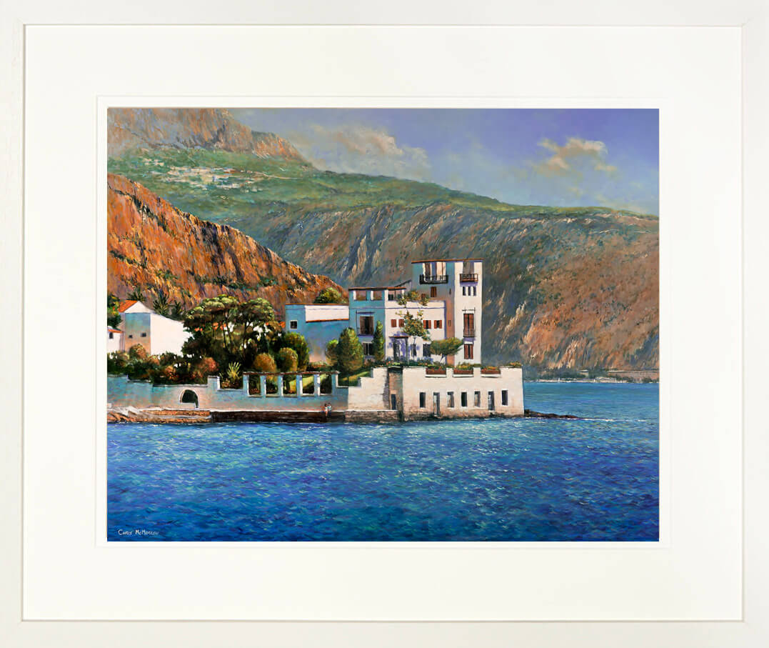 framed print of a painting of the villa kerylos