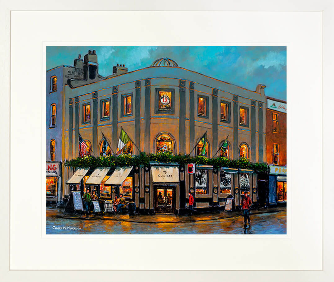Limited edition print of a colourful painting of Slattery&#39;s Pub on Capel Street, Dublin, Ireland