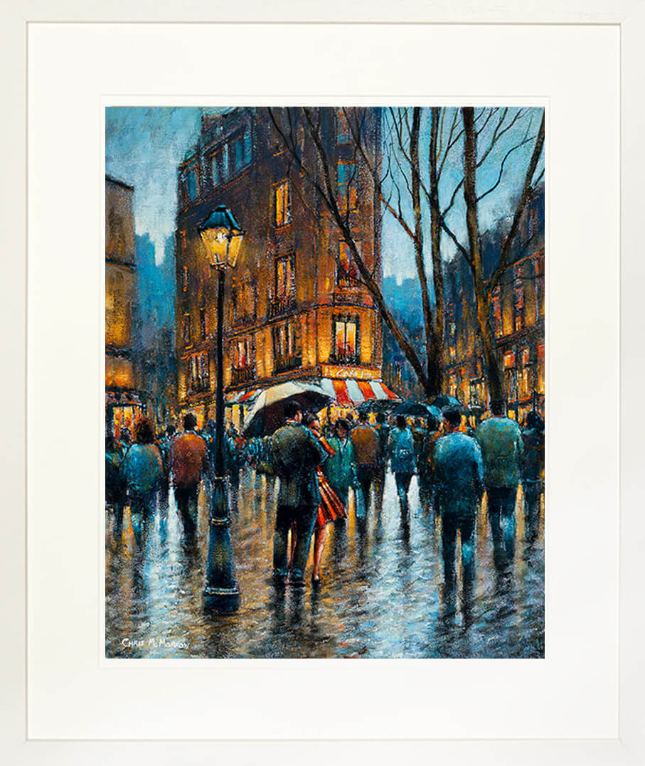 A print of the romantic Parisien painting Let&#39;s Dance framed