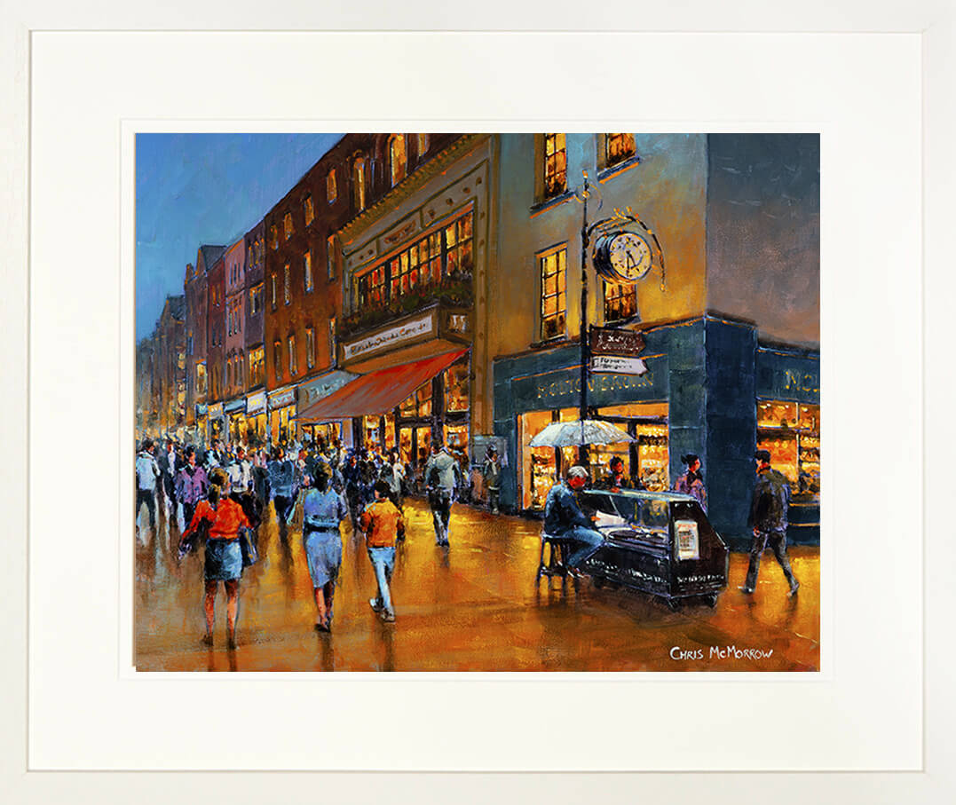 Painting of the newspaper stand on Grafton Street, Dublin