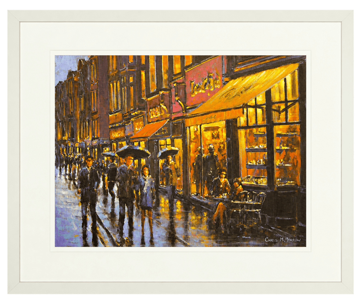 Framed print of A Coffee Haven, Wicklow Street, Dublin by Chris McMorrow