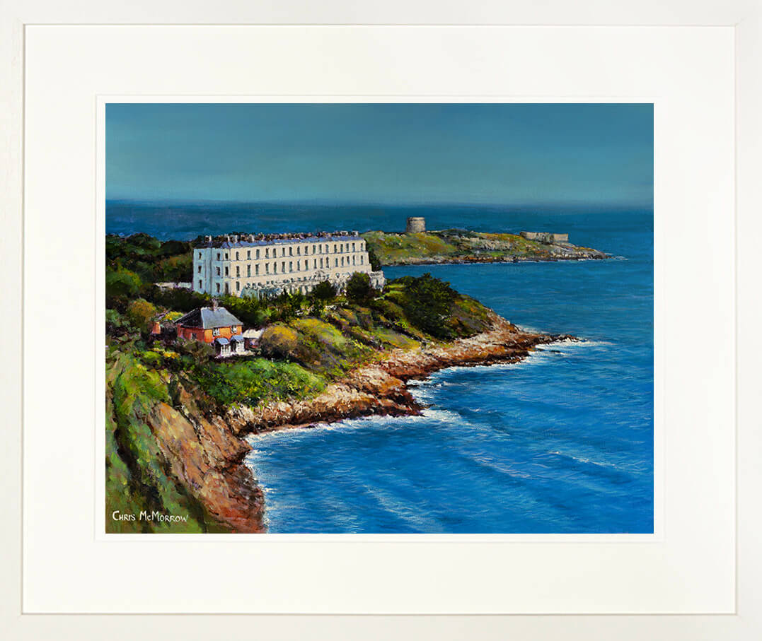 Framed limited edition print of a painting of Sorrento Terrace in Dublin