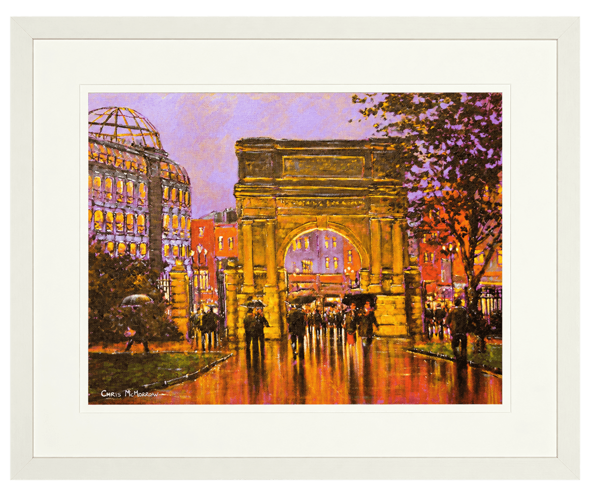 Framed print of Fusiliers Arch, Stephens Green, Dublin by Chris McMorrow