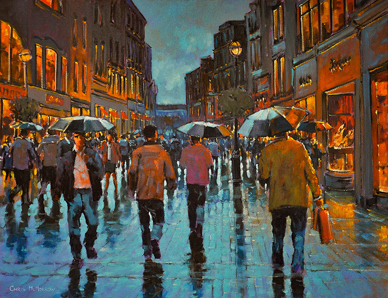 Looking Down Grafton Street, Dublin print by Chris McMorrow