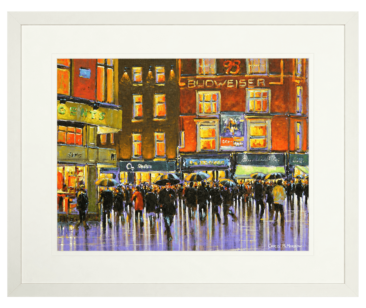 Framed print of Top of Grafton Street, Dublin by Chris McMorrow