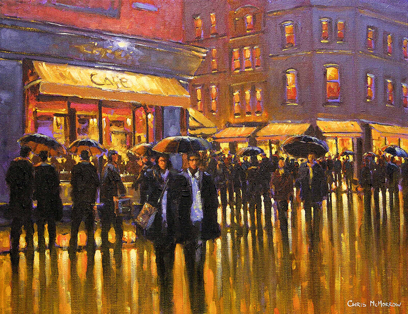 Rain at Butlers Café, South William Street, Dublin print by Chris McMorrow