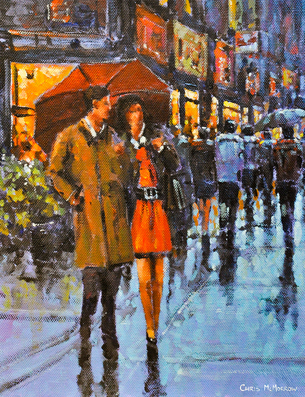 Under One Umbrella, Grafton Street, Dublin print by Chris McMorrow