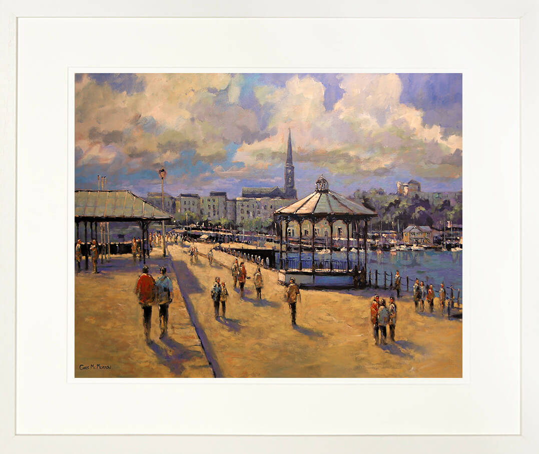 Print of a painting of the pier at Dun Laoghaire on a late summer&#39;s afternoon
