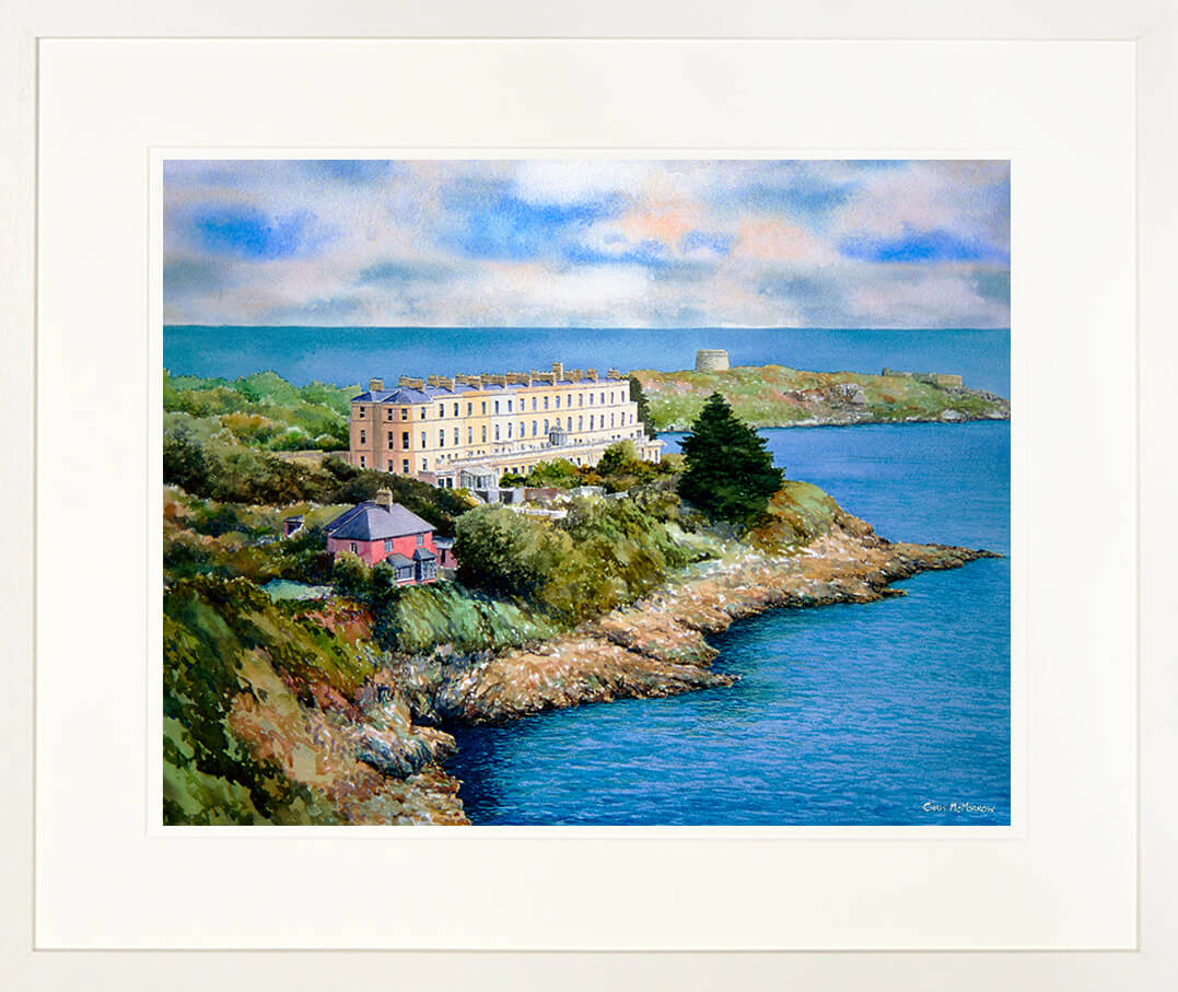 Framed print of Sorrento Terrace and Dalkey Island, Co. Dublin