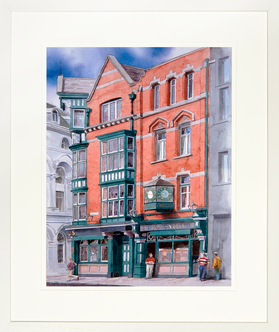 Framed print of a painting of O&#39;Neills pub, Dublin