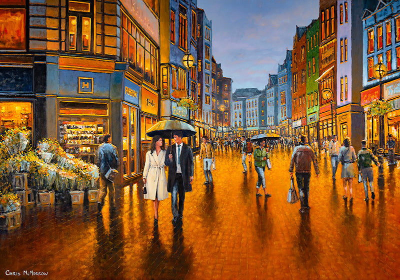 PAinting of Grafton Street in the evening