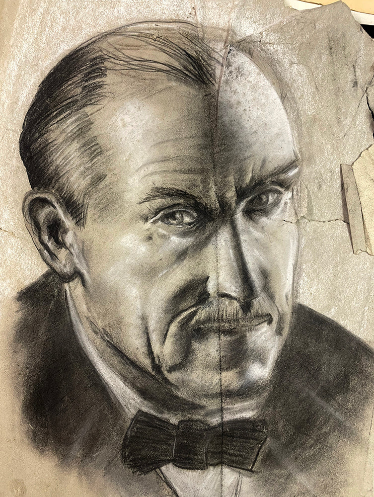 Charcoal drawing of a man's head