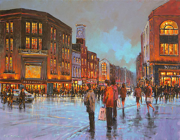 A painting of a rainy day in the city of Limerick