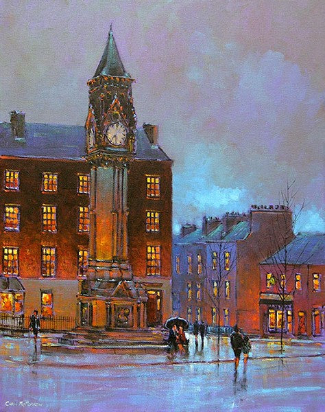 A painting of Taits Clock , Baker Place, Limerick
